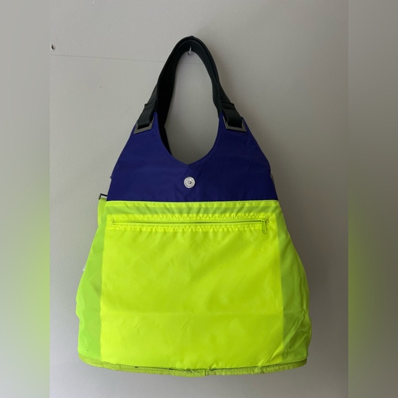 VTG UA Hobo Bag Purse Cobalt Blue Gold Neon Yellow Gym Travel Tote Under Armour - Picture 7 of 17